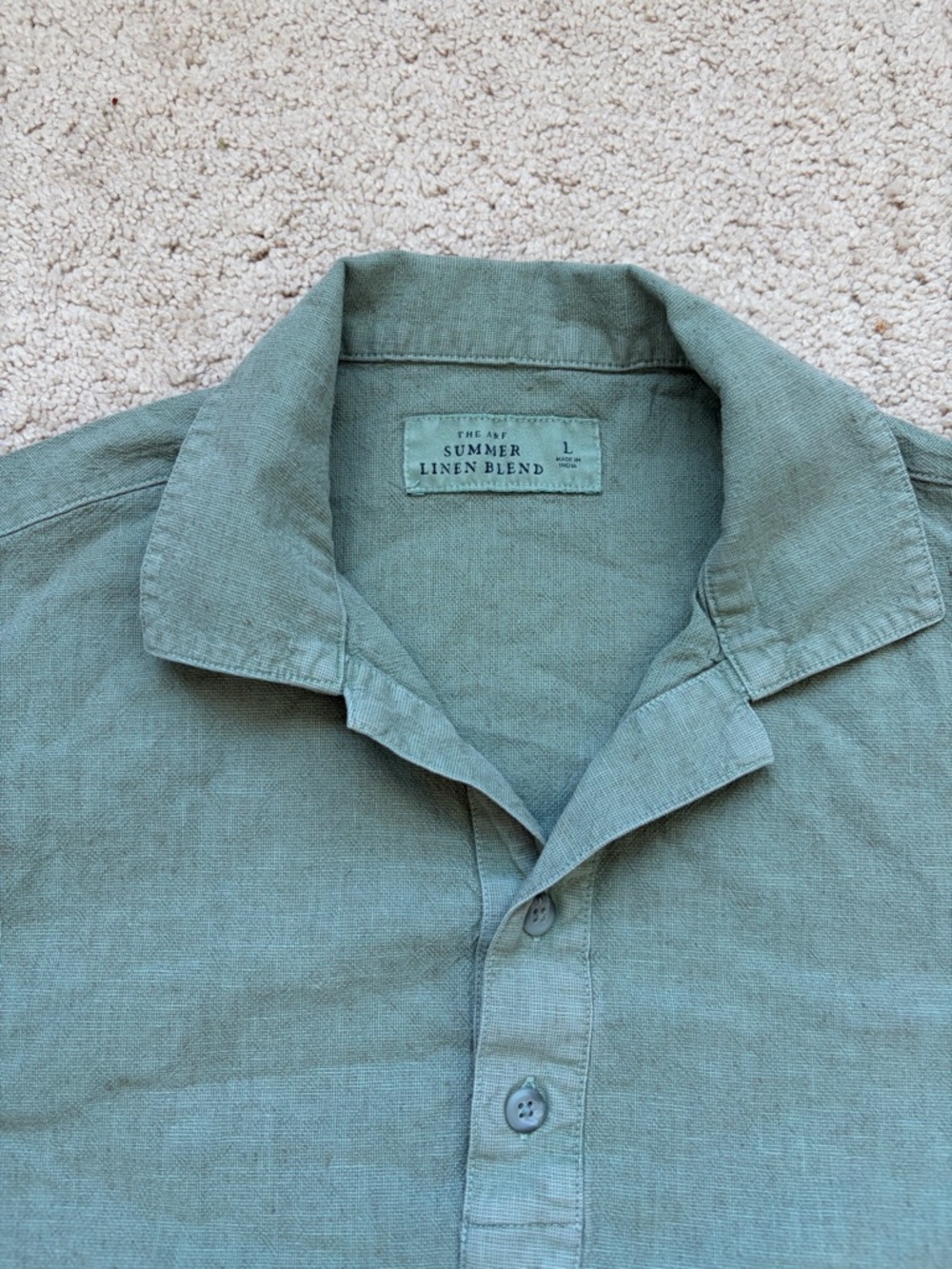Abercrombie Summer Linen Blend Popover L Green - Picture 4 of 5